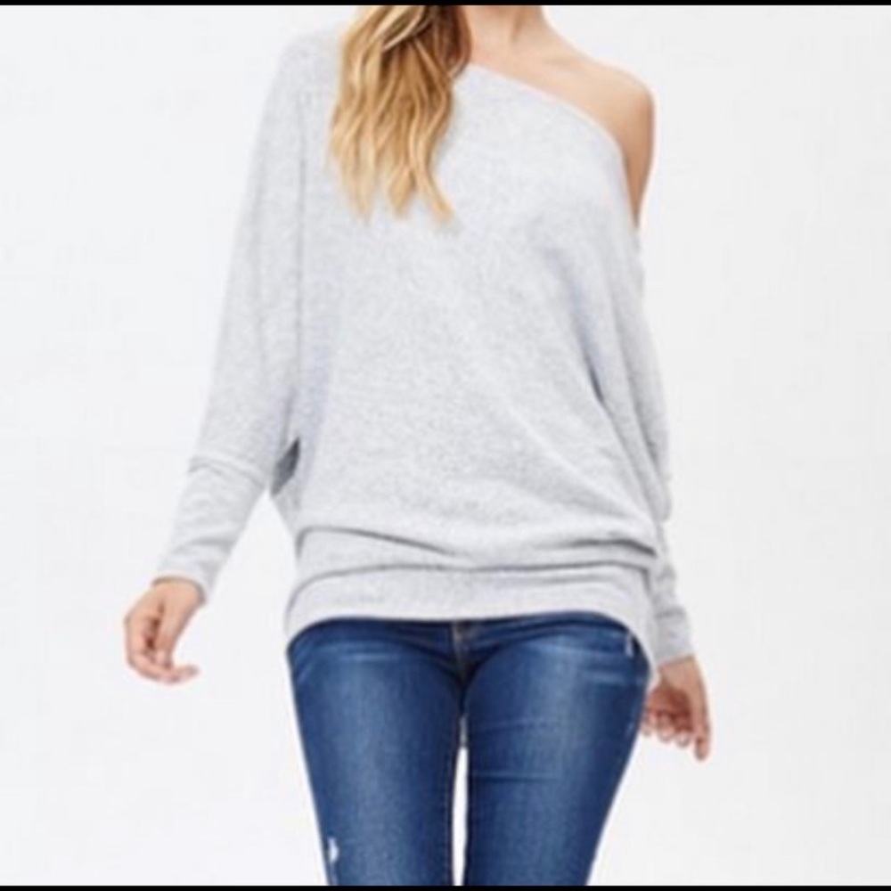 Gray off the shoulder top Medium